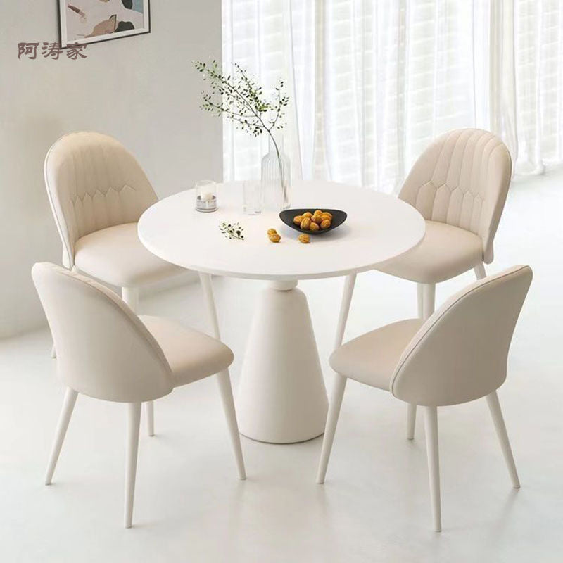 Cream style slate round table accessible luxury negotiation table and chair combination for home living room casual reception table and chair package wholesale