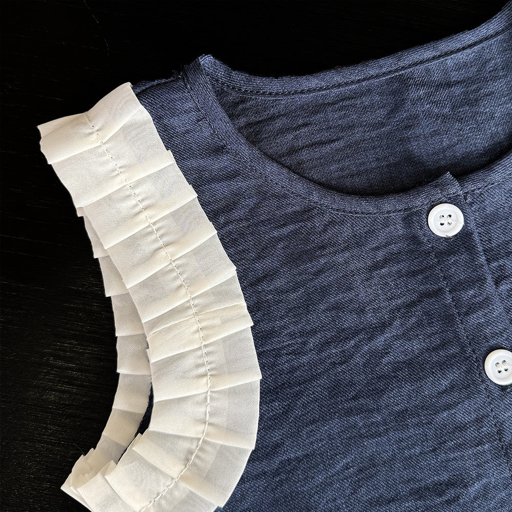girls' stylish denim-look casual outfit - new summer collection: kids' tank top & wide-leg pants - trendy children's clothing for export