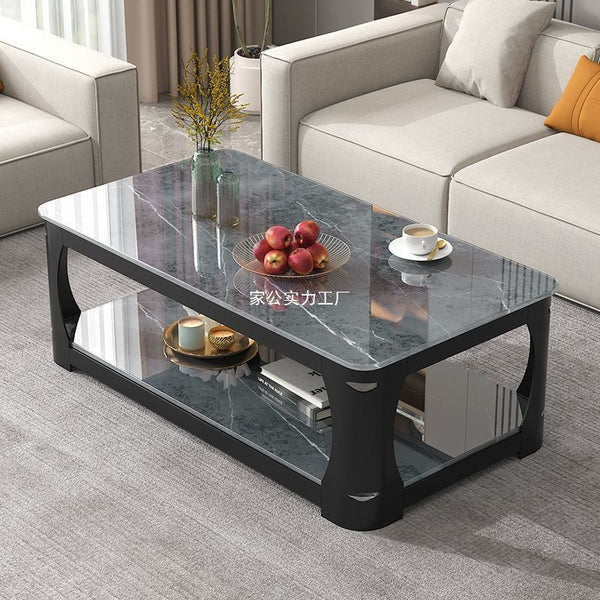 Senlan dining table coffee table rigid demand small apartment rental house living room household dining table tea table double layer thickened wrought iron slate