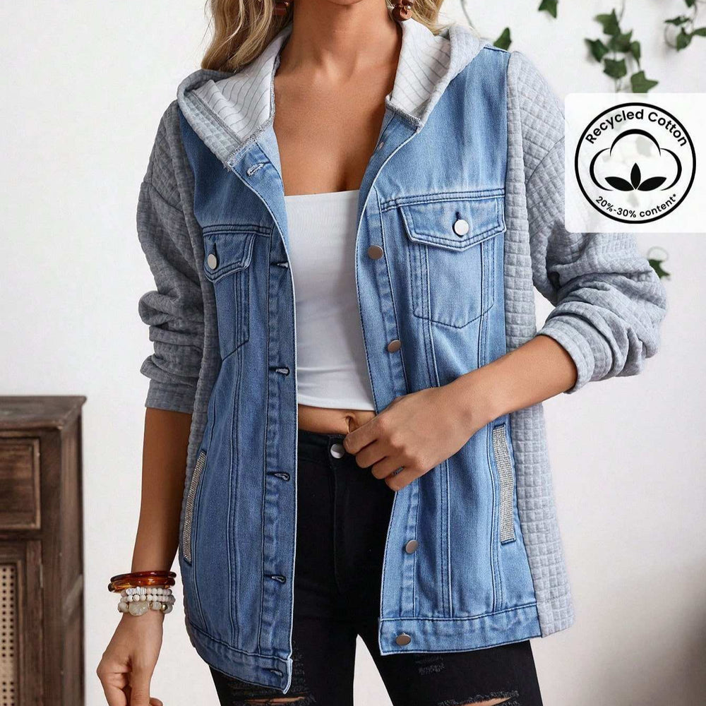 new arrivals: plus size women's patchwork hooded denim jacket - perfect for , , and european & american markets