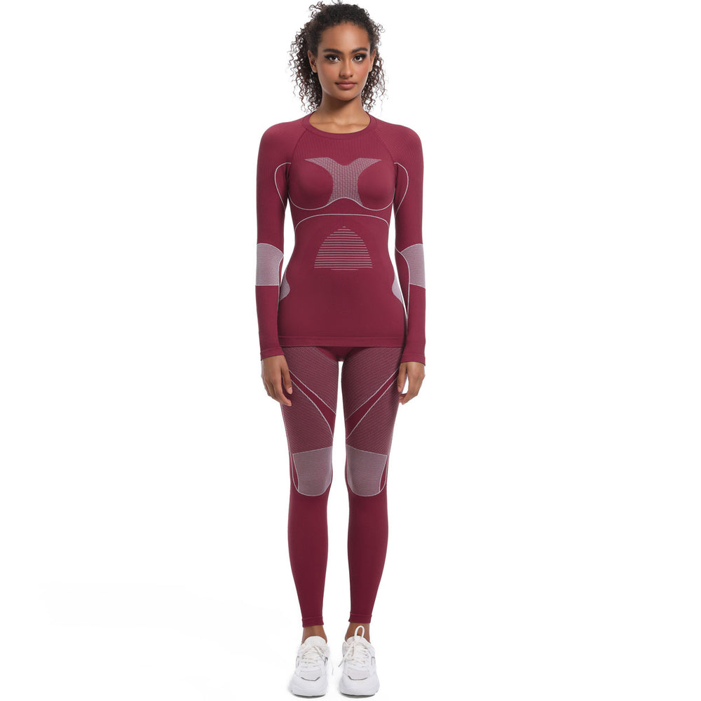 New women's seamless high-stretch long sleeve ski suit shapewear set for cross-border e-commerce: perfect for sports, running, cycling, and yoga