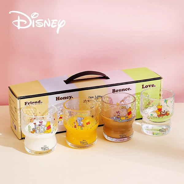 Winnie the Pooh ins high-value glass transparent water cup household juice cold drink cup beer cup set batch