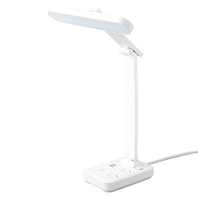 Multifunctional reading desk lamp with socket - study-specific, plug-in, eye protection, desk lamp for students, dorm room, bedside lamp with usb power strip