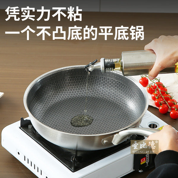 Wholesale honeycomb stainless steel pan non-stick pan wok household steak deep frying dual-purpose gas stove small pot