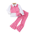 Girls' two-piece set (toddler): long-sleeve shirt + vest + pants + bag (four-piece set)