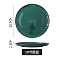 Nordic style creative green glaze ceramic steak plate - glossy green square/round plate - hotel-grade solid color salad plate
