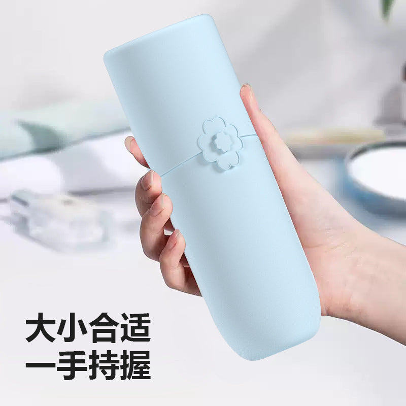 Japanese-style portable travel toothbrush box, silicone washing cup with lid, toothpaste tooth holder, tooth set storage box, mouthwash cup.
