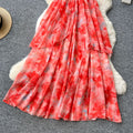 Frenchsexy deep v neck halter dress women's summer waist elegant ruffles large swing printing long skirt
