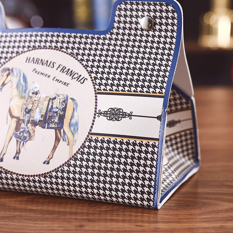 Nordic ins creative retro home tissue box light luxury fashion high-end car leather pumping paper box napkin paper box