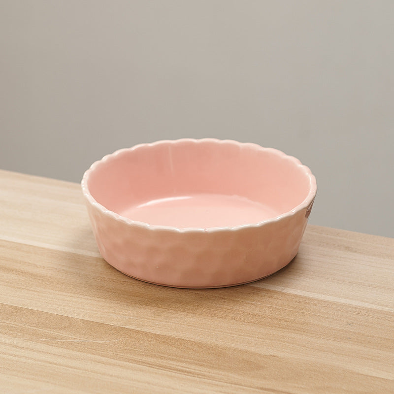 New arrival cream style pure color ceramic bowl hammer pattern design underglaze color fruit bowl for home high-looking salad bowl wholesale
