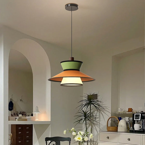 Lamp fabric chandelier French antique dining table bar decorative lamp Song aesthetic design creative restaurant lamp
