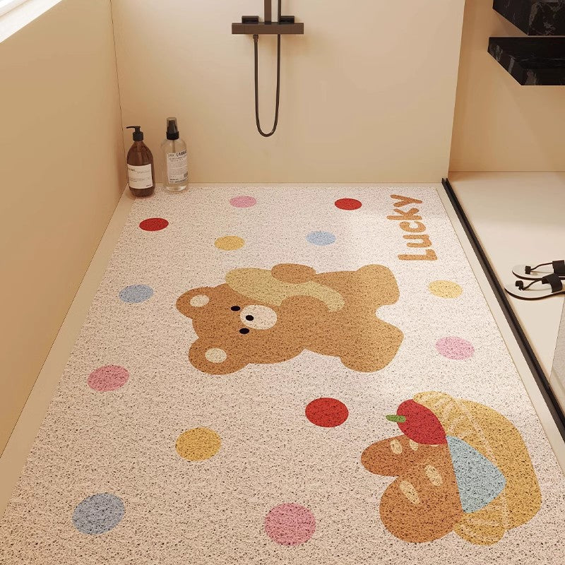 Cartoon cute shower room bathroom mat hollow silk loop non-slip anti-fall floor mat bathroom toilet drainage foot mat