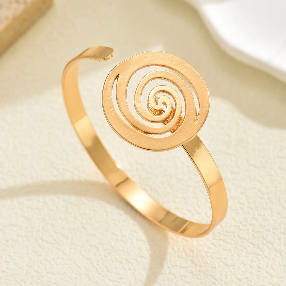 Open bangle wholesale - european & american cross-border trendy jewelry - geometric spiral high-end bracelet - women's statement alloy bangle