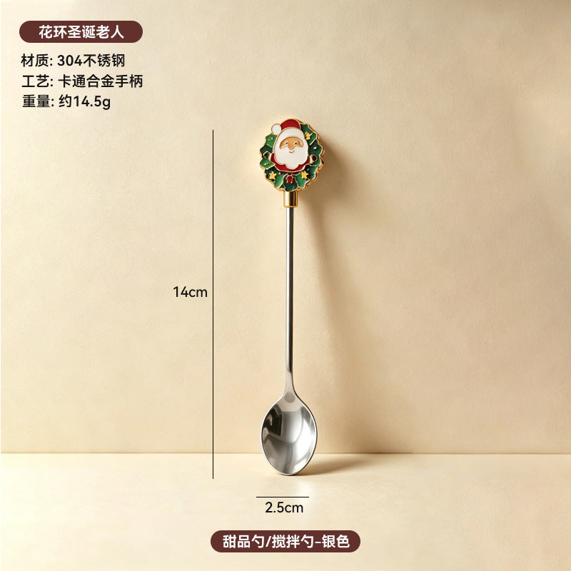 304 stainless steel luxury style creative christmas tableware coffee spoon afternoon tea dessert spoon fruit fork wholesale