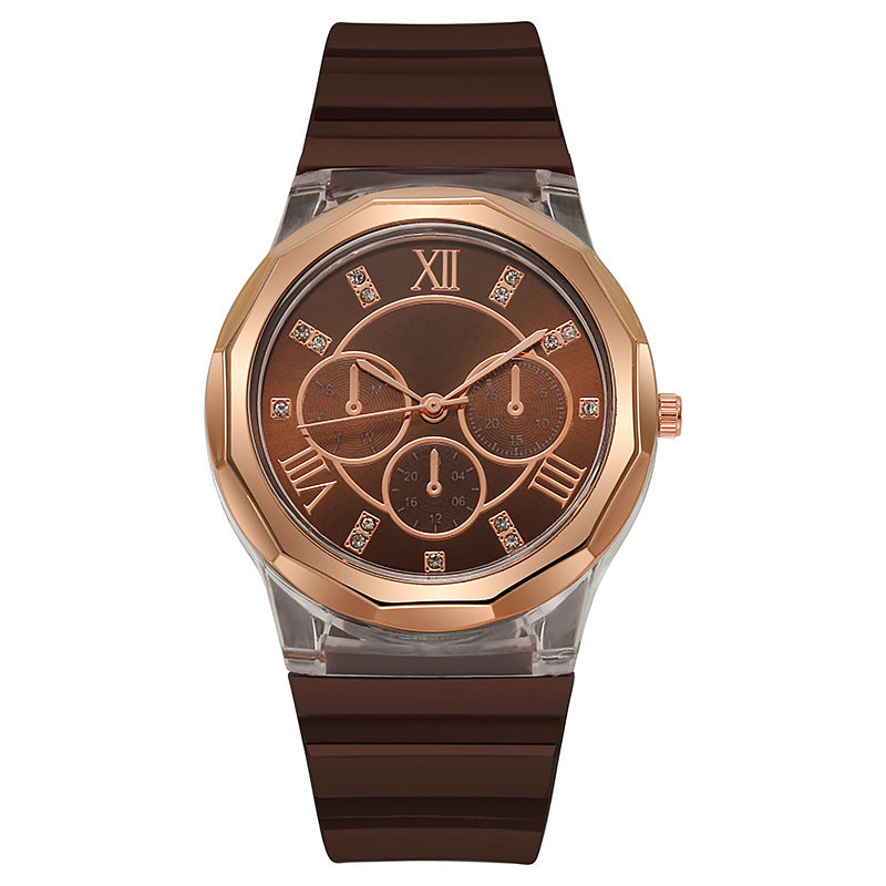 Fashion rhinestone silicone watch female student accessible luxuryelegantniche style design preppy style forest style young casual watch