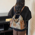 Casual retro large capacity tote bag women's 2025 new single/double shoulder backpack trendy versatile crossbody commuter bag