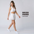 High-waisted pleated skort with pockets - anti-exposure lining - tennis skirt, fitness yoga skirt - dk382