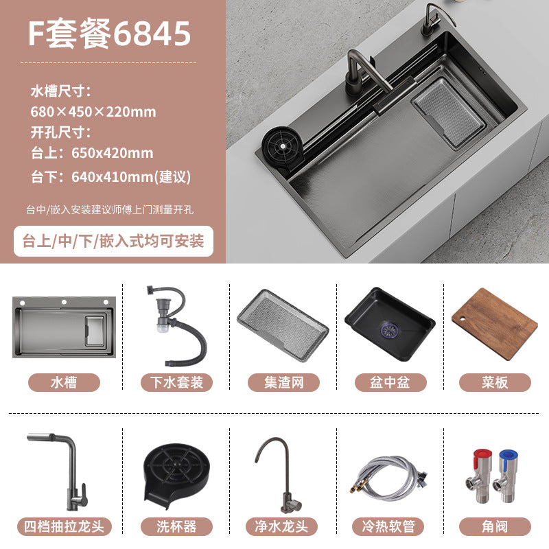 Double slag collection sink large single slot high quality stainless steel kitchen sink thickenedfor home dishwashing sink vegetable sink