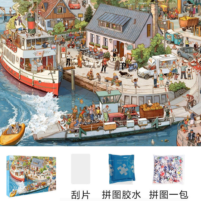Puzzle adult version 1000 pieces decompression healing system Chinese style flat assembly toy girl puzzle birthday gift