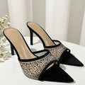 Small women's european and american exportnew arrival thin heel pointed toe one-piece mesh rhinestone high heel sandals outwear women's sandals