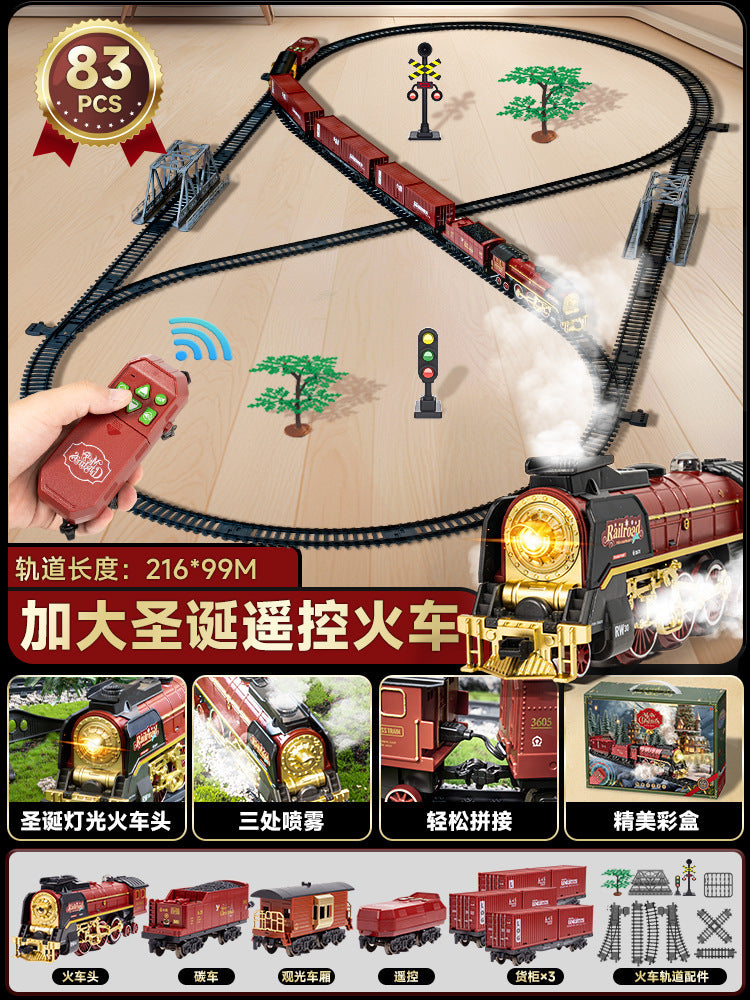 Retro steam train track suitartificial electric track train model toy cross-border nostalgic model