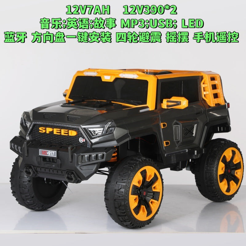 New children's electric car off-road four-wheel seating double seat children's pickup remote control toy car off-road vehicle