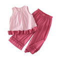 Girls' summer outfit set: sleeveless babydoll top and straight-leg pants two-piece set - cross-border bestseller, girls' clothing
