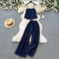 Minimalist cami top & wide-leg pants set - women's summer sleeveless chic outfit - effortless & sophisticated workwear