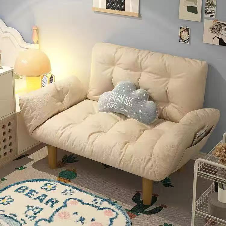 Cream cloud lazy sofa double reclining rental house bedroom no-wash small apartment foldable dual-purpose sofa bed