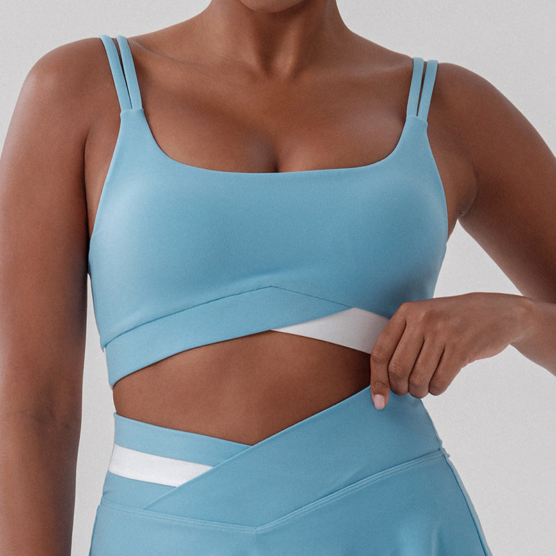 New arrivalhigh waist sports yoga skirt women's anti-exposure outdoor running golf skirt contrast colorfashion tennis skirt