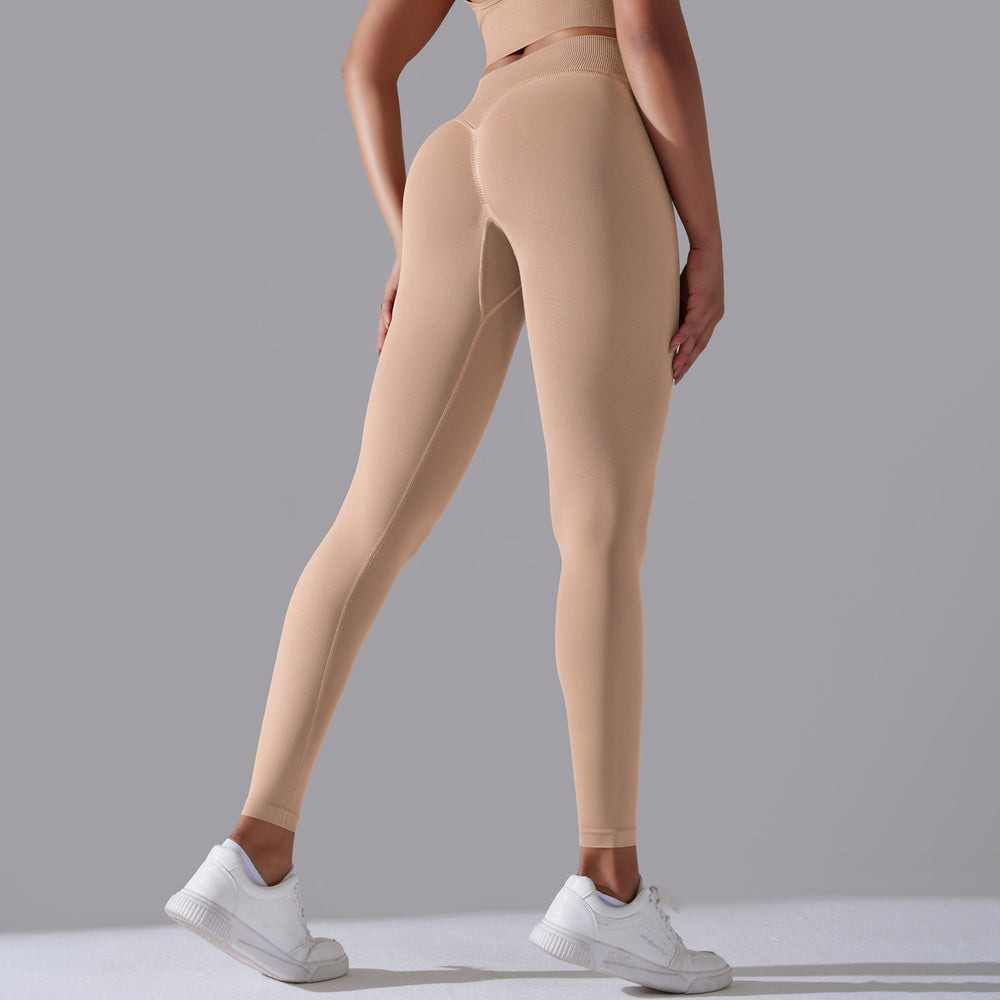 fashion seamless knittingpure colorhigh waist tight peach butt yoga pants sports running fitness nine-point pants