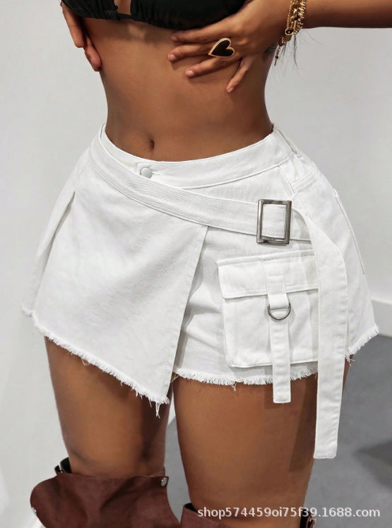 Amazon tiktok pinduoduo export cross-border plus size women's clothing retro distressed denim culottes women's summer