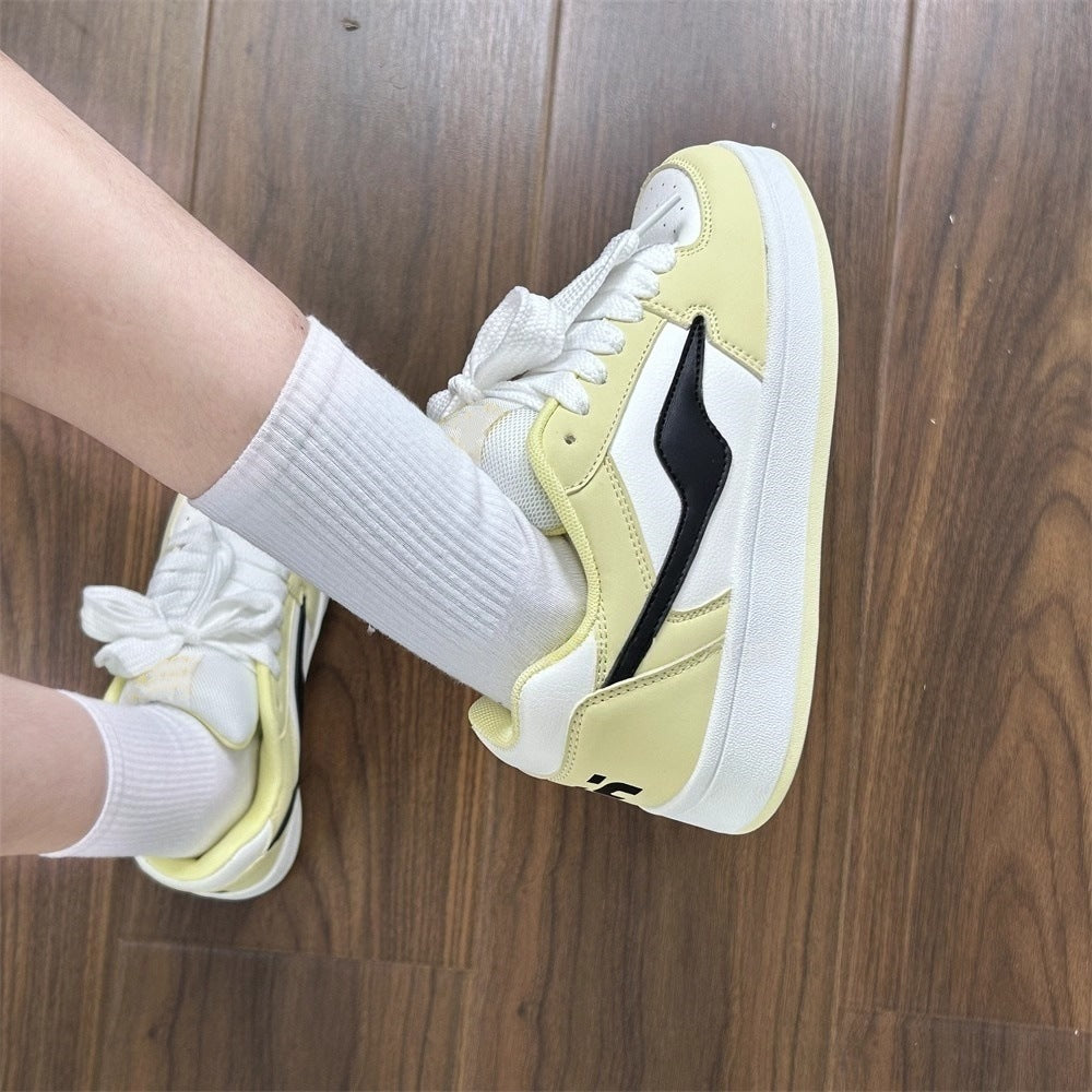 Preppy style national trend niche bread shoes women's ins trend 2026 summer new styleeasiest for matchthick sole round toetie back sneakers