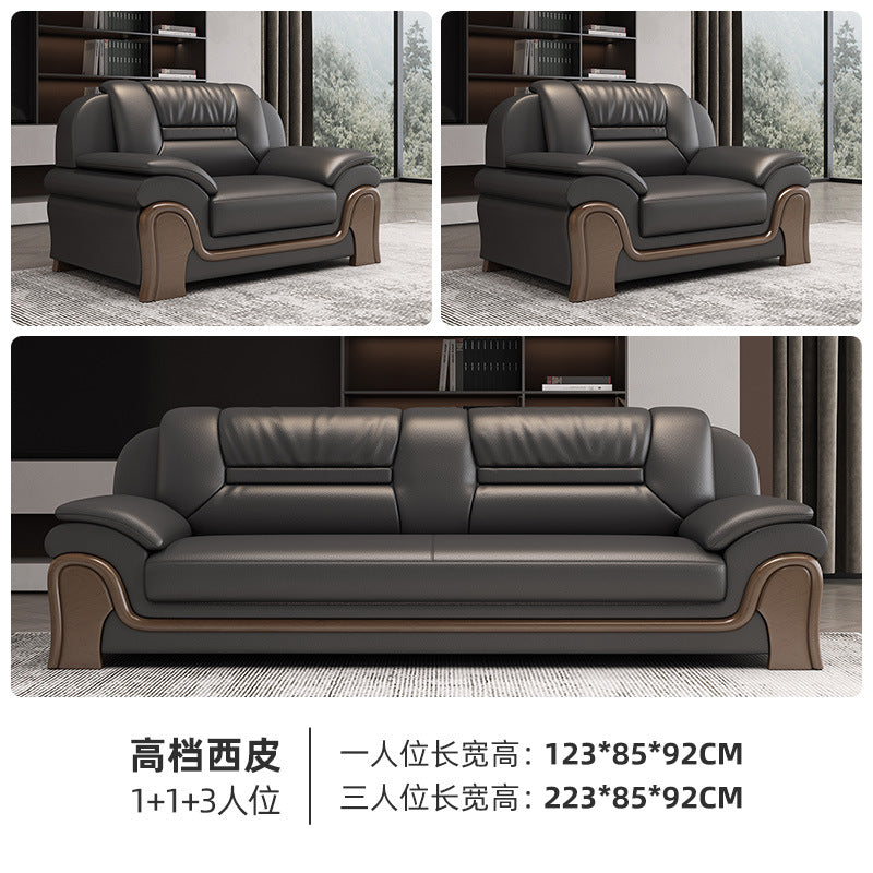 Office sofa business casual living room hall hotel reception casual area genuine leather coffee table reception office combination