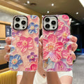 Metal frame suitable for apple 15 mobile phone case iphone17pro blu-ray glue rainbow oil painting flower bracelet