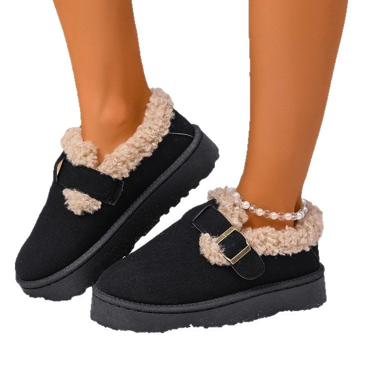 export plus size chunky sole snow boots for women,  winter new fashion casual slip-on short snow boots