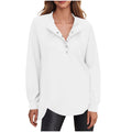 cross-border women's fashion casual solid color crew neck button-down long sleeve top hoodless sweatshirt