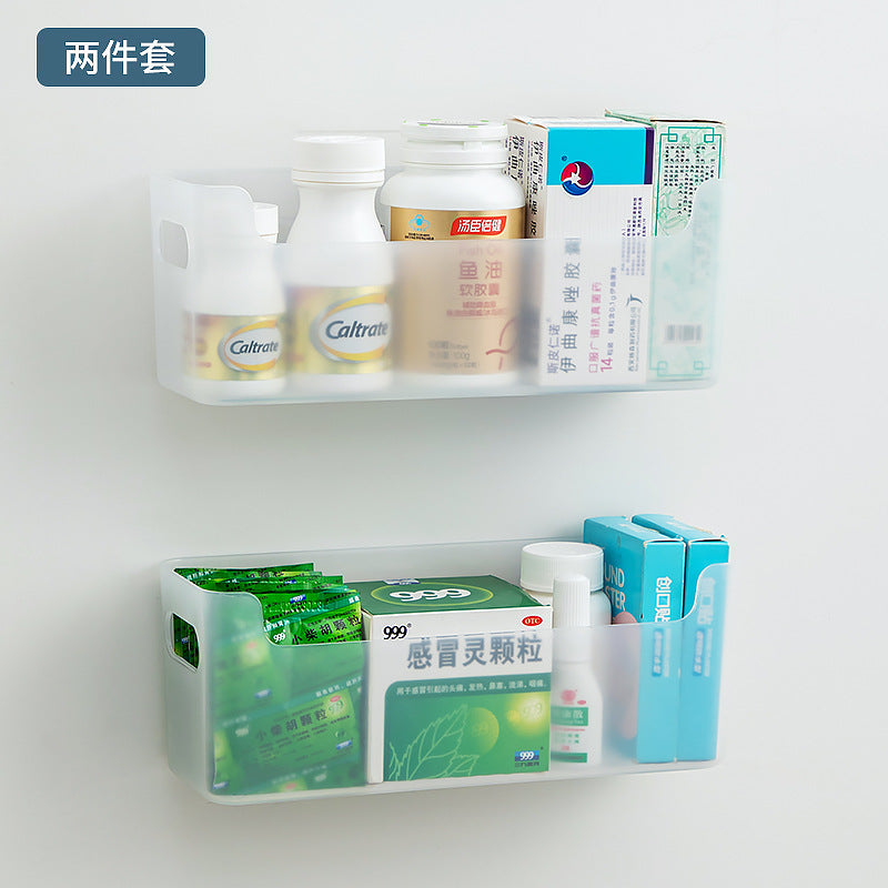 Desktop entrance mask drug storage box plastic transparent multi-functional medicine box portable classification wall-mounted storage box