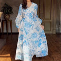 summer new arrival: european and american  high-waisted, elegant, french-style, slim-fit, long, flowy vacation dress