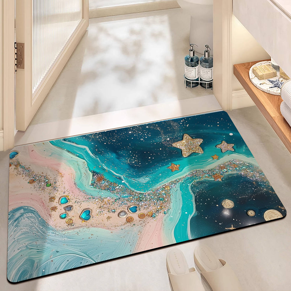 dropshipping oil painting style marble diatom mud bathroom non-slip foot mat water-absorbent quick-drying floor mat