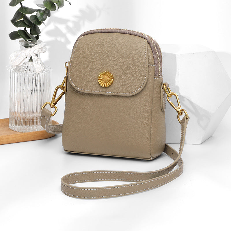 Casual leather mobile phone bag women's 2025 new lightweight messenger bag bag women's fashion mini high-end shoulder bag small