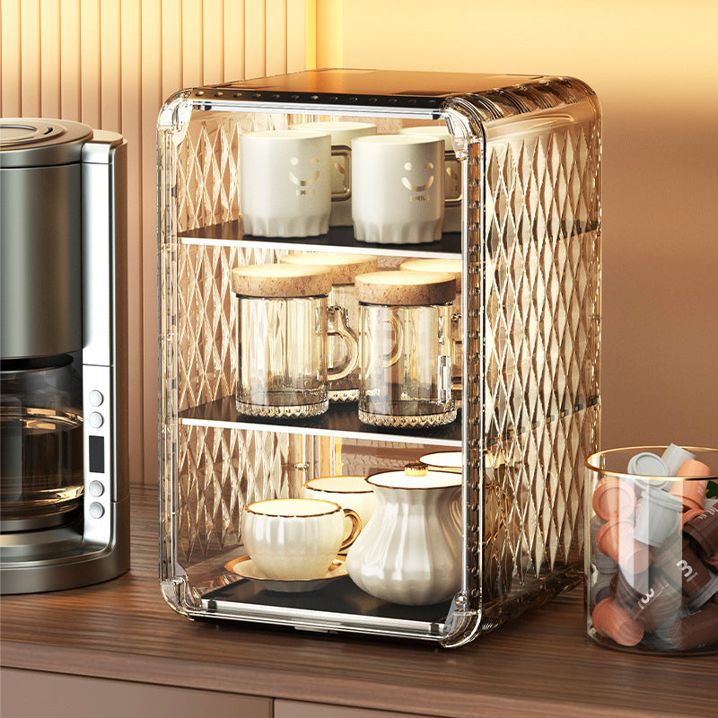 Water cup storage cabinet dust cup holder tea set tea cup holder mug desktop storage rack large capacity coffee cup storage