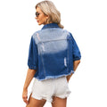 European and american cross-border e-commerce spring new arrivals:  independent store washed casual princess sleeve slim-fit denim cropped jacket