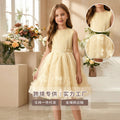 European and american style cross-border girls' formal dress - custom sleeveless vest dress with tulle skirt - sweet style girl dress