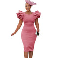 D575 cross-border independent station fashion summer women's beaded ruffle sleeve bodycon party dress african dress