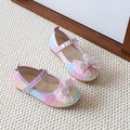 new gradient rainbow girls' princess shoes - rhinestone mesh bow soft sole flats with velcro closure