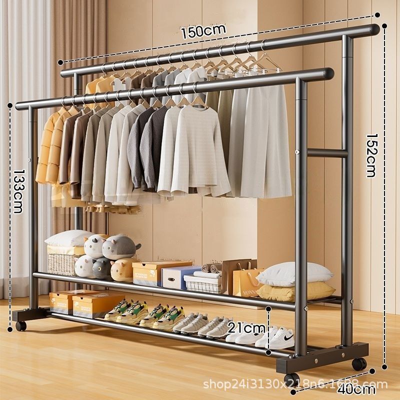 Simple clothes drying rack floor-standing clothes rack dormitory bedroom coat rack indoor balcony thickened rack for home