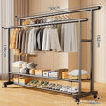 [25mm pipe diameter] 150cm-black double-layer parallel bars + wheels