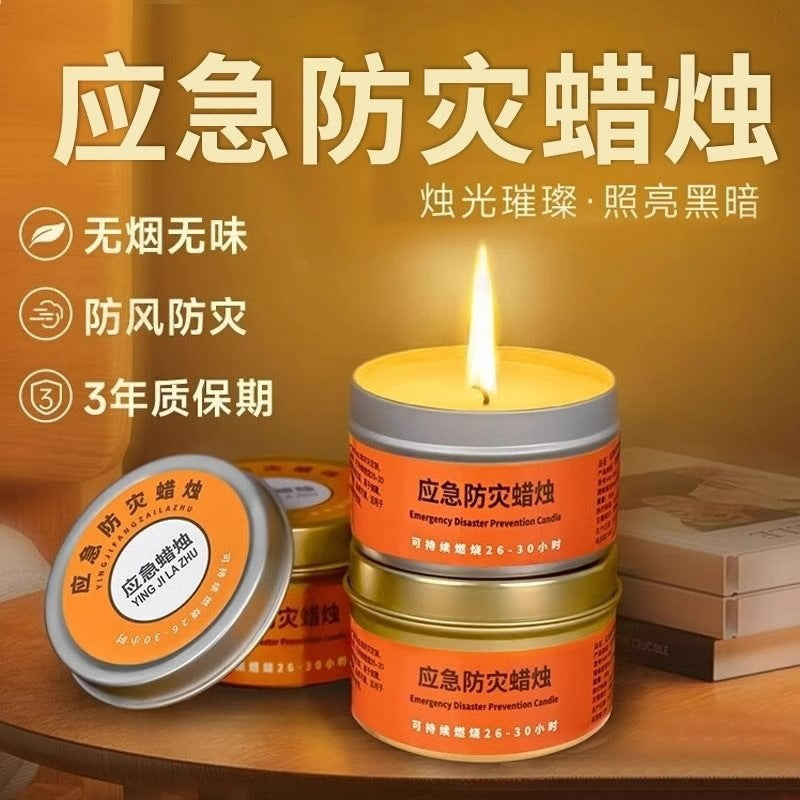 Emergency disaster prevention candle odorless smokeless candle large rescue typhoon power outage lighting tin can paraffin waterproof