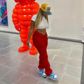 Fashion cross-border   new arrivalpure color elastic fabric pleated drawstring micro-flared sports casual pants